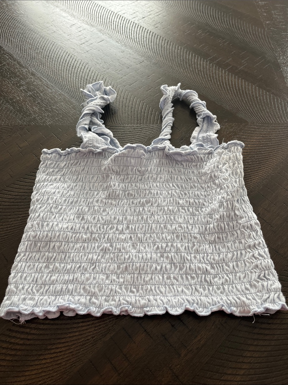 Hollister Light Lavender Smocked Ruffle Strap Crop Top